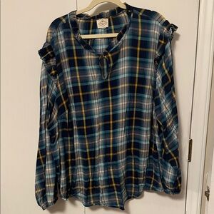 St. John's Bay Multicolor Plaid Blouse